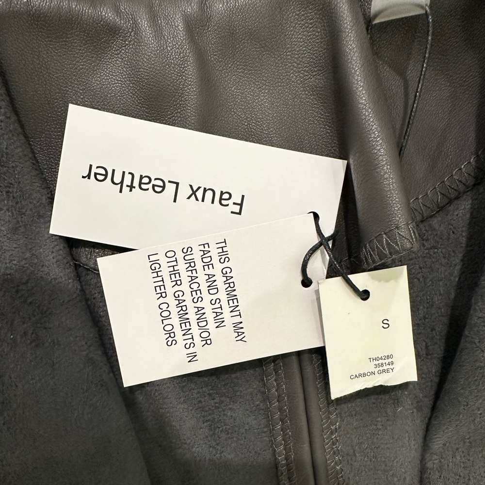 T. Tahari Faux Suede Leather Waterfall Open Front Vest Grey size Small - Picture 16 of 16